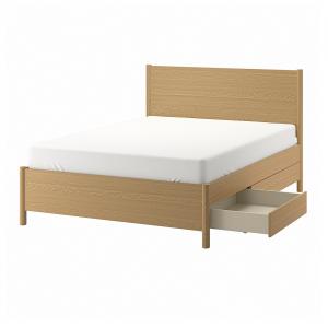 Каркас кровати с ящиком для хранения, дубовый шпон, 150х200 см IKEA Tonstad