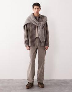 Фирменные вельветовые брюки прямого кроя AC-B-253 цвета хаки Asos Collective