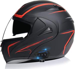 Шлем Esrada Bluetooth с откидным двойным козырьком, черный / красный