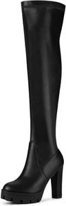 Женские ботфорты Allegra K на платформе с массивным каблуком, Black