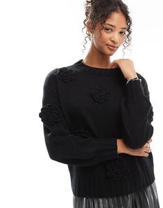 Джемпер Lovedrobe с цветочной аппликацией черного цвета