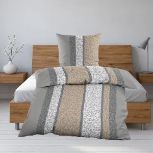 Уютный фланелевый комплект постельного белья 135х200 см, 2 предмета - хлопок, серо-бежевый, с рисунком Casa Colori