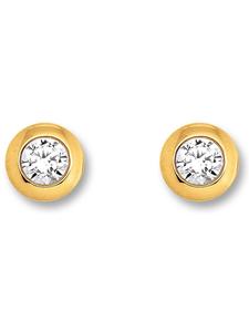 ONE ELEMENT Серьги-гвоздики с оправой из циркония, из желтого золота 333 пробы