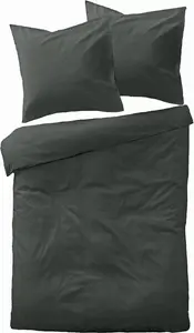 Комплект постельного белья JACK Mako Satin 135x200 см, 2 предмета, однотонный, антрацитовый, белый, серый, светло-голубой, элегантный, шелковистый, цвет: антрацит Jack