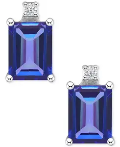 Серьги-Гвоздики с танзанитом (1-1/5 карата) и бриллиантами в 14-каратном белом золоте (также с изумрудами, сапфирами и рубинами) Macy'S, tanzanite