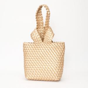 Искусственная кожа Сумка с плетеной корзиночной ручкой FASHNZFAB, золотой