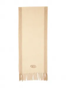 Шарф с вышитым логотипом и бахромой Diesel, бежевый
