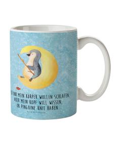 Детская кружка "Пингвин и луна" с надписью "Ледяной синий" Mr. & Mrs. Panda