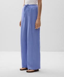 Брюки прямого кроя из 100% льна Oysho, цвет Mid-Blue