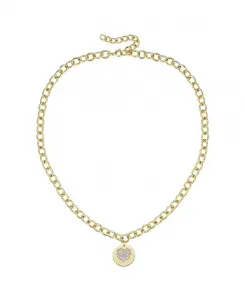 Ожерелье с регулируемой цепочкой, покрытое 14-каратным золотом и кубическим цирконием, в форме сердца с подвеской-медальоном Rachel Glauber, gold