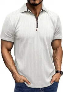 Мужская поло Slim Fit с коротким рукавом и молнией CHXLQQX