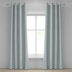 Шторы на люверсах ABAKUHAUS Oriental, в восточном марокканском стиле с традиционным мотивом и эффектом мозаичного искусства, этническая графика, декоративные двухпанельные шторы, 280 см x 245 см, нежно-голубой цвет Abakuhaus