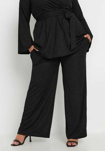 Брюки TEXTURED STRETCH WIDE LEG Yours Clothing, черный