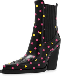 Женские ботинки с острым носком на платформе Chelsea Tang'scuisins, средней высоты с массивным каблуком, модные, подходящие для работы и вечеринок, размер 4-16 US, Multi Spot