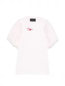 Футболка с цветочным принтом и рукавами-фонариками Simone Rocha, розовый