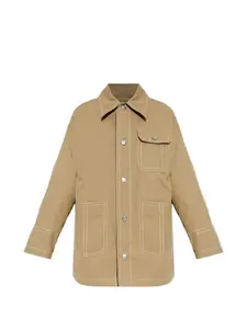 Рубашка-оверши с контрастной прострочкой Ami Paris, бежевый
