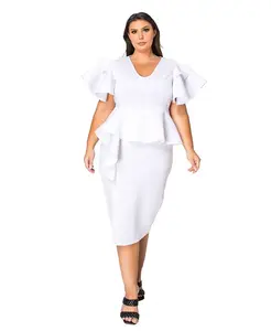 Платье с баской Kira из неопрена больших размеров L I V D, белый