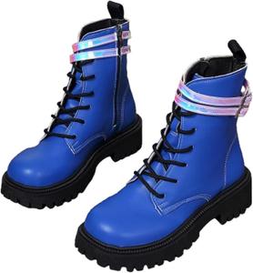 Женские ботинки - короткие шнурованные ботильоны с подошвой и боковой молнией | Ботинки для женщин | Ботильоны для женщин Generic, Blue-D