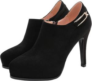 SHEMEE Женские ботильоны на высоком каблуке с платформой, шпилькой, тонким каблуком, боковой молнией, короткие ботинки, Schwarz