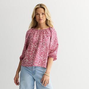 Женский топ с защипами Petite Sonoma Goods For Life, Dark Pink Abstract Dot