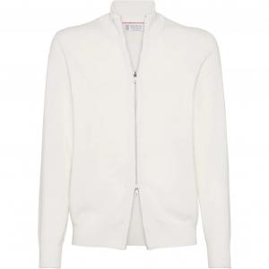 Кардиган с высоким воротником на молнии Brunello Cucinelli, белый
