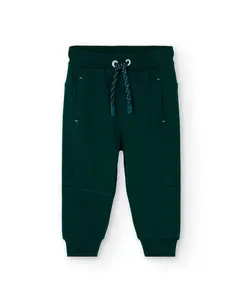 Детские спортивные штаны с эластичным поясом и карманами Boboli, зеленый