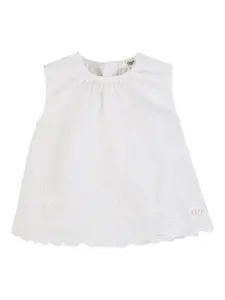 Топ с цветочными аппликациями Chloé Kids, белый