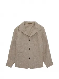Шерстяной пиджак в елочку из Шотландии Fortela, бежевый
