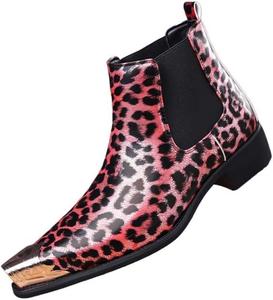 Мужские модные ботинки Челси Городские деловые повседневные формальные ботинки Противоскользящие Офисная форма Танцы Вечеринка Свадьба Костюм Нарядные высокие кожаные туфли Generic, красный