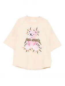 Футболка с принтом плюшевого мишки Palm Angels Kids, нейтральный