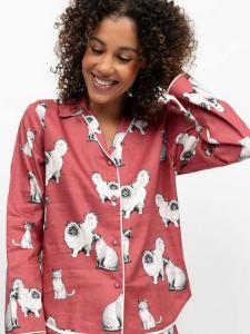 Пижамная рубашка Josie Cats на пуговицах Cyberjammies, Terracotta