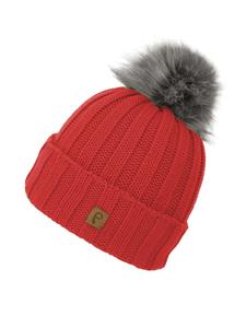 Шапка Faera Warme Beanie Strickmütze mit Bommel Thermo Futter, красный