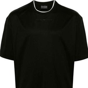 Футболка с вышитым логотипом EMPORIO ARMANI, черная