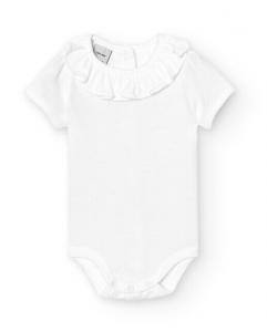 В упаковке 2 детских боди 1x1 с короткими рукавами и оборками на шее Babidú, белый