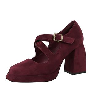 YAFEI XUANYU Туфли Мэри Джейн на массивном каблуке 9 см женские Ancora Red, цвет Ancora Red