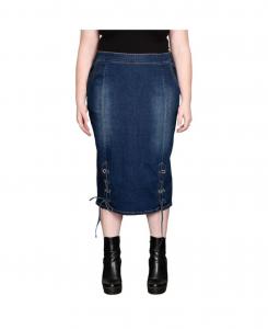 Джинсовая юбка-карандаш с высокой талией больших размеров для женщин Standards & Practices, Sand blue