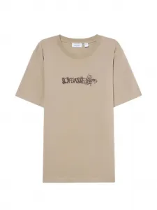Футболка с логотипом OFF-WHITE, бежевый