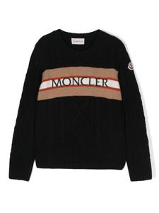 Moncler Enfant свитер с вышитым логотипом, черный
