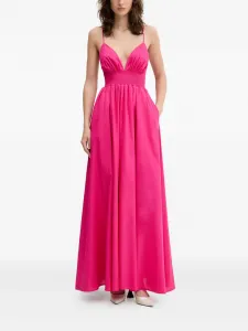 Платье макси с V-образным вырезом и сборками HUGO, розовый