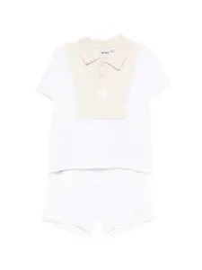 Комплект с шортами и логотипом Boss, белый
