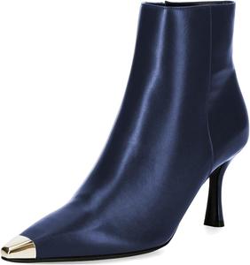 Женские стильные ботильоны Pazzion с носком и боковыми молниями, узкий средний каблук, на молнии, для женщин, для официального офиса и поездок на работу, размер 4-16 US, Blue