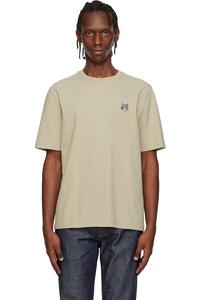 Maison Kitsuné Бежевая футболка с изображением головы лисы для комфорта