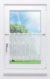 Штора для кафе с кружевом Плауэн - компасная роза (Ш x В) 129,60 см * 50 см, белая/жемчужно-белая Plauener Spitze