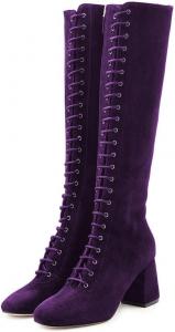 Женские модные сапоги FSJ с круглым носком, массивным каблуком-блоком и высокой голенью, на шнуровке, размер 4-15 US, Purple