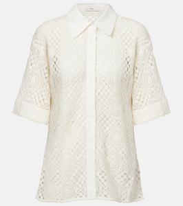 Хлопковая рубашка с добавлением синтетики, вязаная крючком SIR, слоновая кость