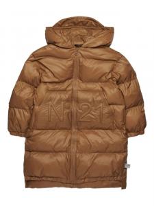 Nº21 Kids пальто с вышитым логотипом, коричневый