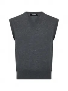 Свитер D2 с V-образным вырезом Dsquared2, серый