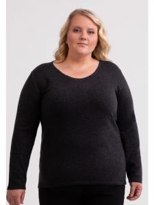 Свитер с круглым вырезом цвета темного антрацита CASH-MERE.CH