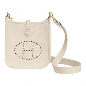 HERMES Сумка Evelyne Clemence Bullock кожаная через плечо женская меловая белая