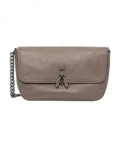 Структурированная кожаная сумка через плечо с широкой застежкой-молнией. Patrizia Pepe, коричневый